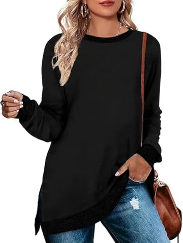 Cuptacc Sweatshirt Damen Rundkragen Fashion Design Farbblock Langarmshirts Soft Lockere Herbstoutfits Schwarz Mittel M 38-40 Cuptacc Sweatshirt Damen Rundkragen Fashion Design Farbblock Langarmshirts Soft Lockere Herbstoutfits Schwarz Mittel M 38-40 von Cuptacc