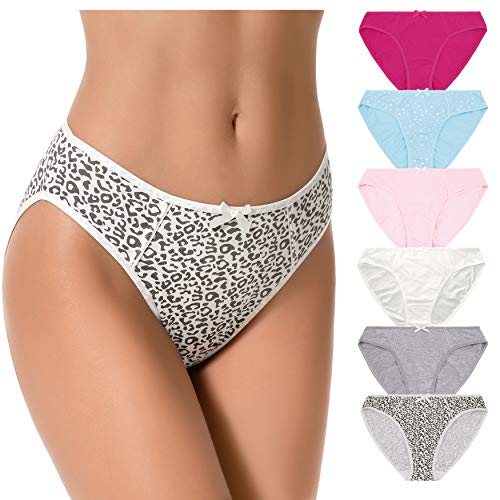 Curve Muse Damen 100% Baumwolle Bikini Slip Mittlere Taille Unterwäsche Höschen-6er Pack-PACKB-36/38 von Curve Muse