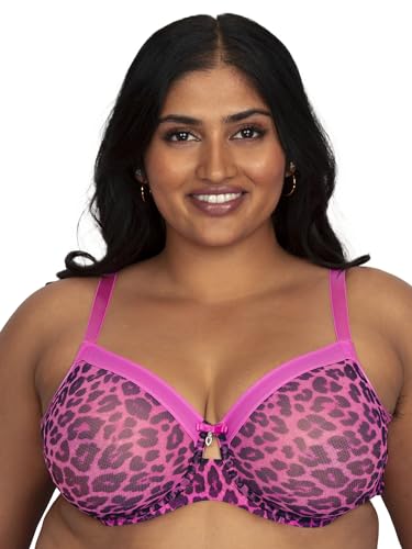 Curvy Couture Damen Sheer Unlined Underwire Plunge BH mit voller Abdeckung, Durchsichtig, pink Leopard, 90E Curvy Couture Damen Sheer Unlined Underwire Plunge BH mit voller Abdeckung, Durchsichtig, pink Leopard, 90E von Curvy Couture