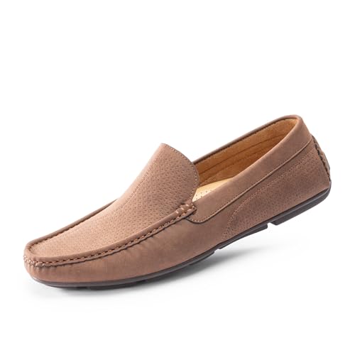 Cusolemore Herren Mokassins Flache Slipper Slip on Loafers, Gummi Sohle, Fahrende Schuhe [Kleiner, eine halbe Nummer größer kaufen] Brown 43 von Cusolemore