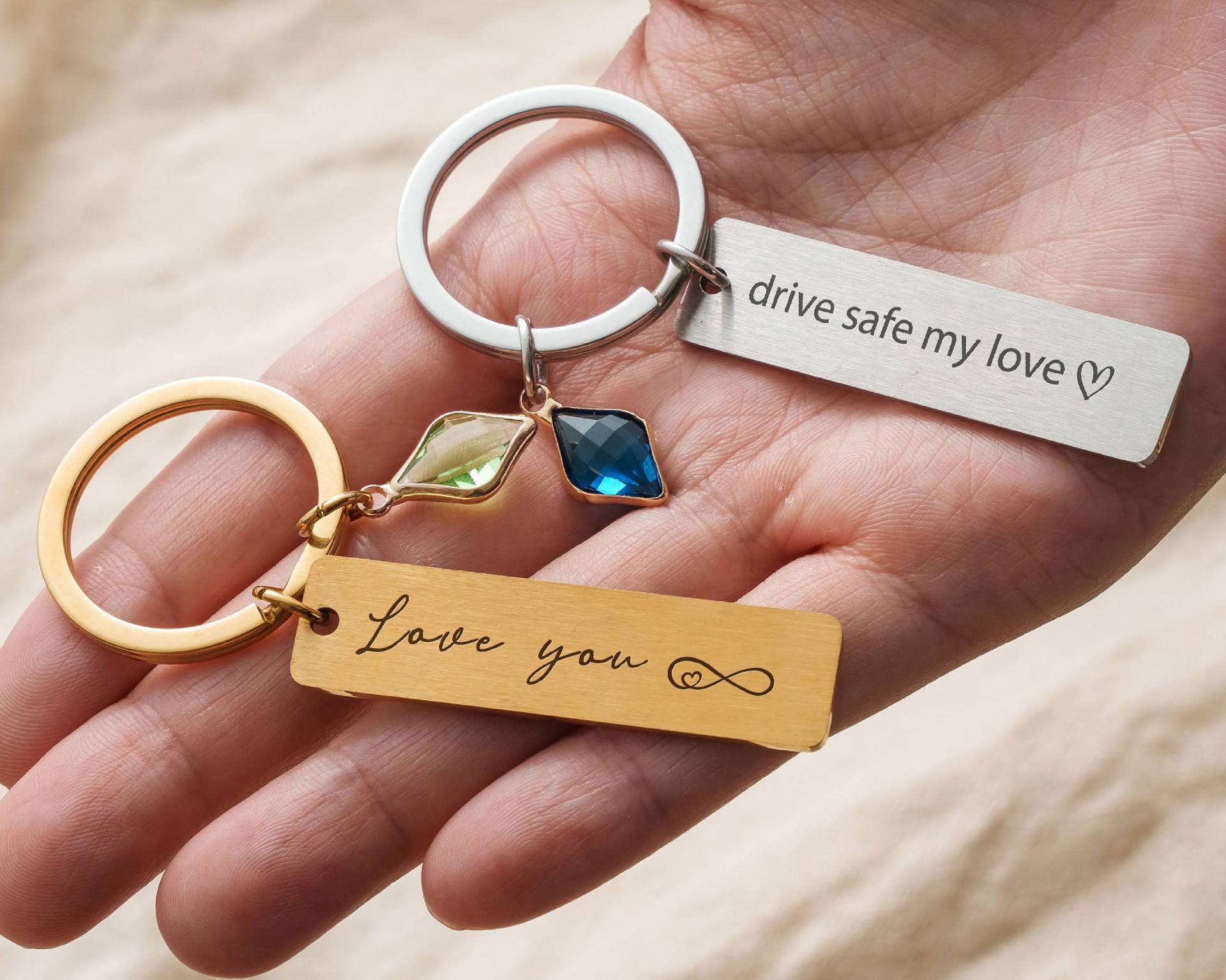 Drive Safe Schlüsselbund Schlüsselanhänger Geburtsstein | Für Freund Abschluss Geschenk Sie Personalisiertes Schlüsselband von CustomHappinessShop