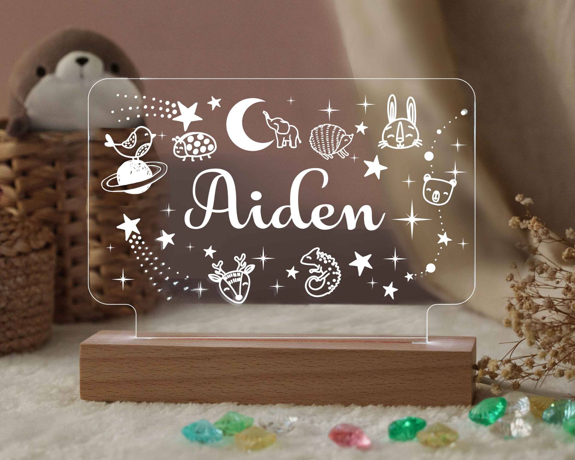 Personalisierte Nachtlicht Für Baby Benutzerdefinierte Mond Und Stern Kinderzimmer Lampe | Niedliches Neues Baby-Geschenke Schlafzimmer-Nachtlicht von CustomHappinessShop