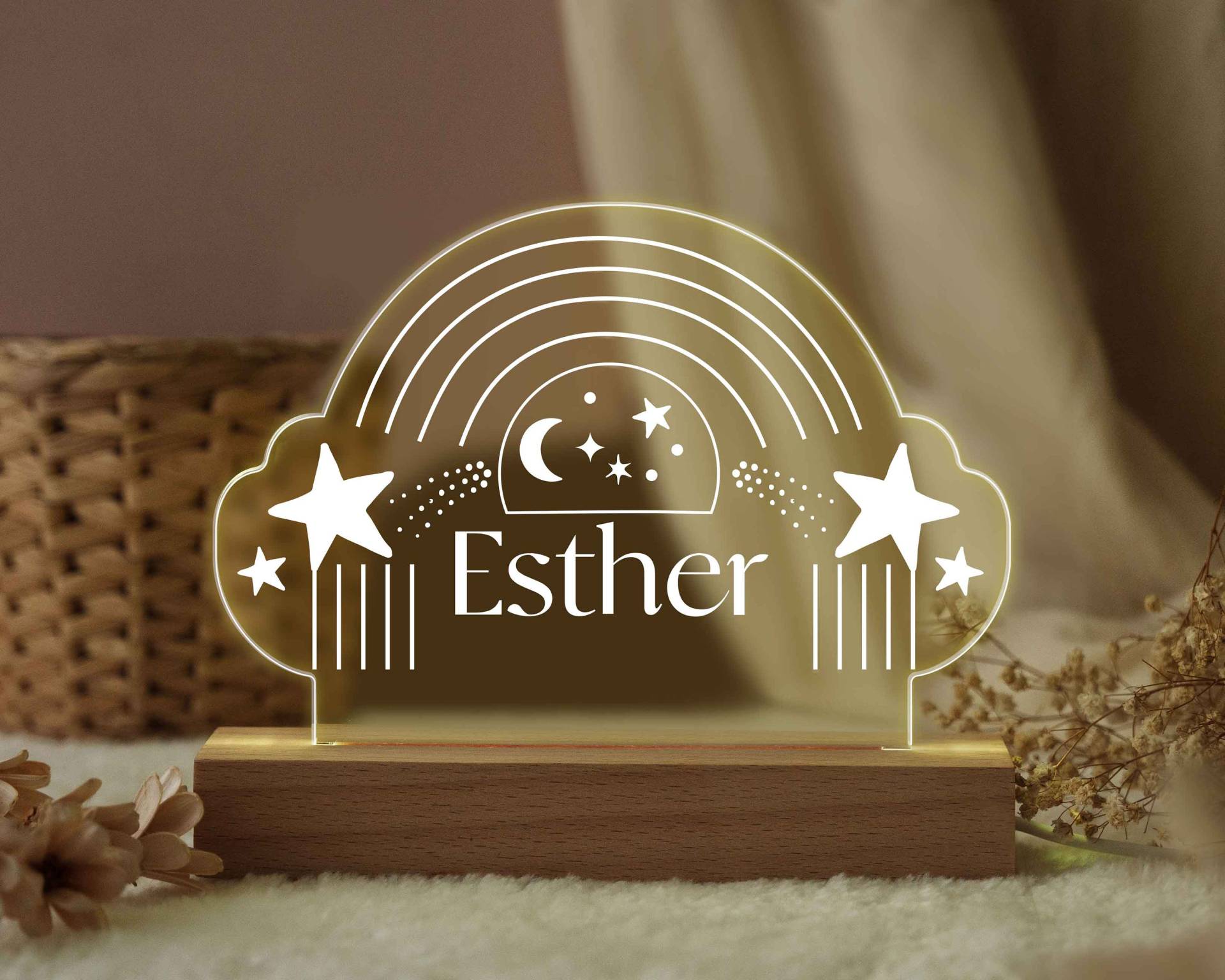 Weihnachtsgeschenke Für Kinder Benutzerdefinierte Name Nachtlicht Mond Und Stern Schlafzimmer Dekor Zeichen | Personalisierte Geschenke Baby Jungen von CustomHappinessShop