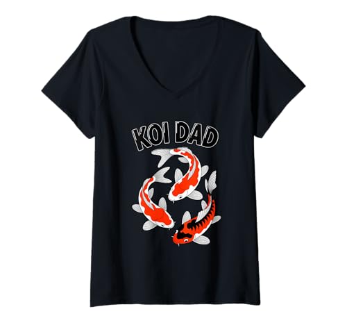 Damen Koi Fish Japan Koi Karpfen Fische Teichliebhaber für Väter Männer T-Shirt mit V-Ausschnitt Damen Koi Fish Japan Koi Karpfen Fische Teichliebhaber für Väter Männer T-Shirt mit V-Ausschnitt von Cute Japanese Sea Animal Pet Love Carp