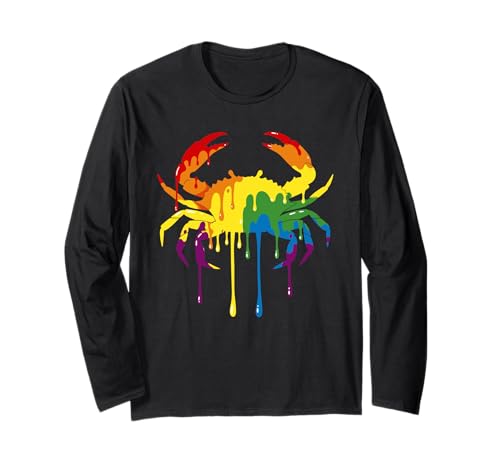 Ice Cream Drip Crab Rainbow Lesbian Gay Pride Damen Herren Langarmshirt Ice Cream Drip Crab Rainbow Lesbian Gay Pride Damen Herren Langarmshirt von Cute LGBTQ Crab Costume For Men Women