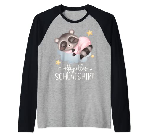 Offizielles Schlafshirt-Pyjama, Waschbär, für Damen und Mädchen Raglan von Cute Official Sleep Shirt Nightdress Pyjamas