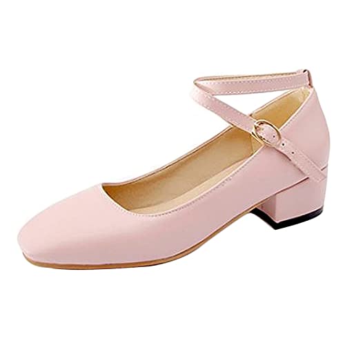 CuteFlats Damen Dress Blockabsatz Pumps Datierung Schuhe (Rosa, 39 EU) von CuteFlats