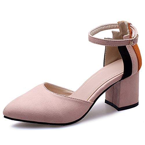 CuteFlats Damen Fashion Abend Sandalen Blockabsatz Schuhe (Rosa, 32 EU) von CuteFlats