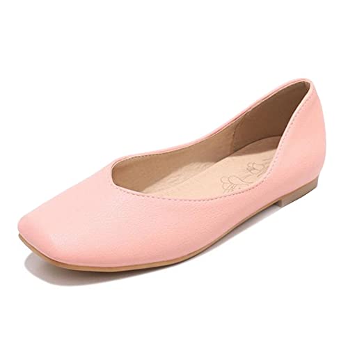 CuteFlats Damen Komfort Flache Ballerinas mit eckiger Zehenpartie (Rosa, 40) von CuteFlats