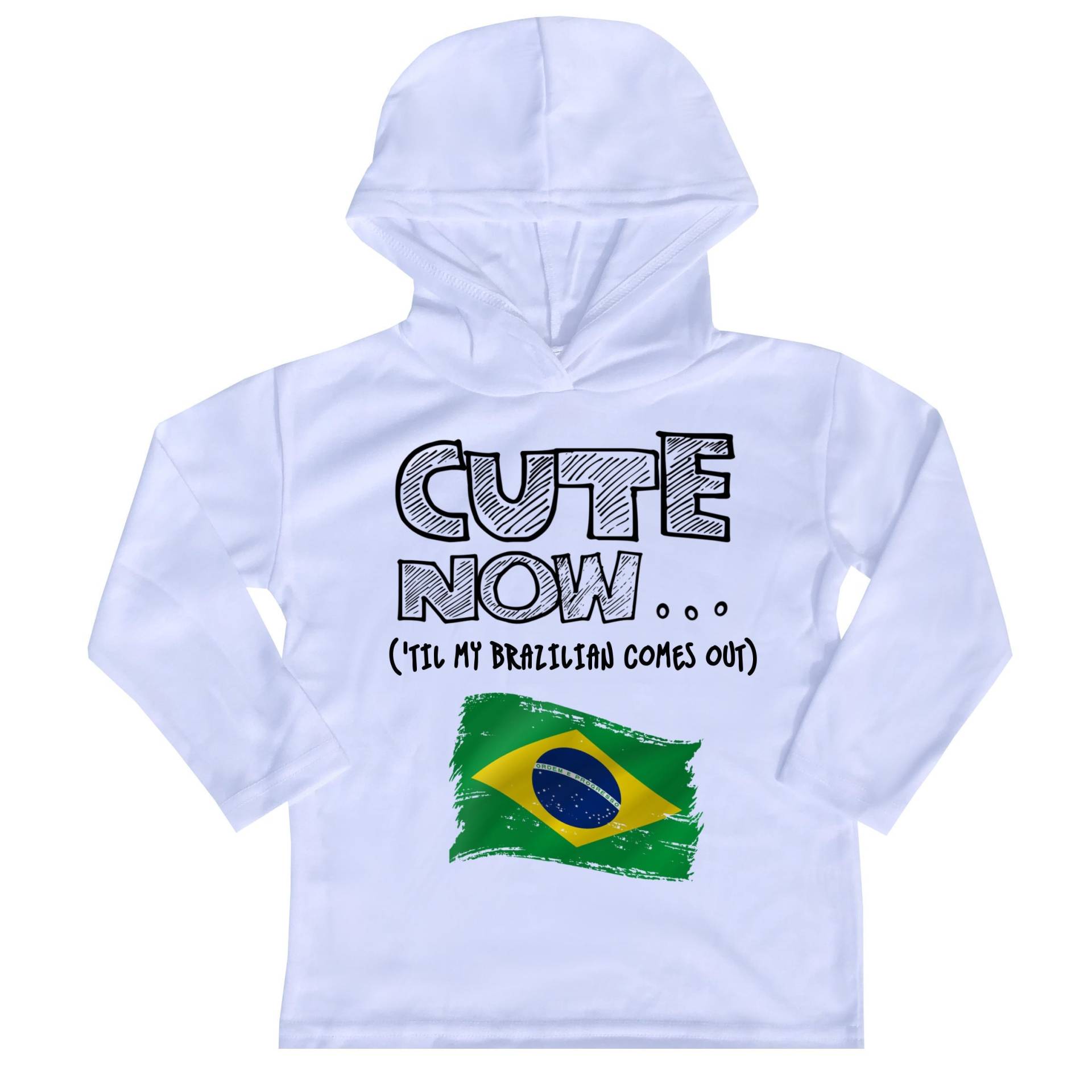 Kapuzen Langarm Brasilien Flagge Kleinkind T-Shirt Cute Now... | 'til Mein Brasilianer Kommt Heraus Geschenk Pride Kinder Weiß Shirt 2T-8T von CuteNowBabyGear