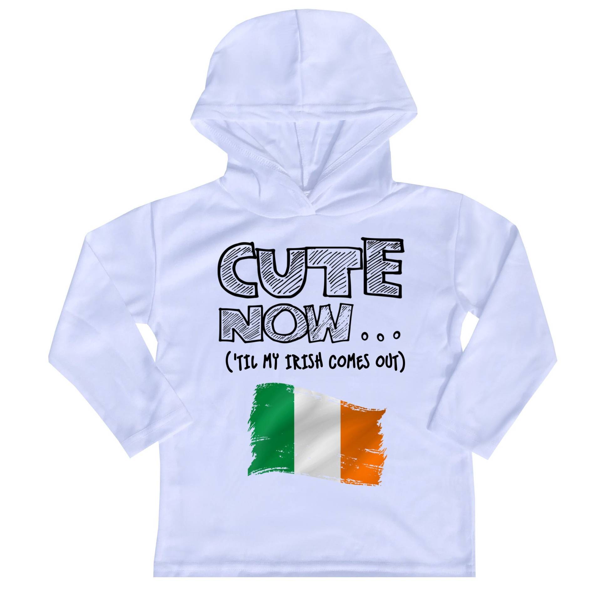 Kapuzen Langarm Irland Flagge Kleinkind T-Shirt Cute Now... | 'til My Irish Comes Out Geschenk Pride Kinder Weiß Shirt 2T-8T von CuteNowBabyGear