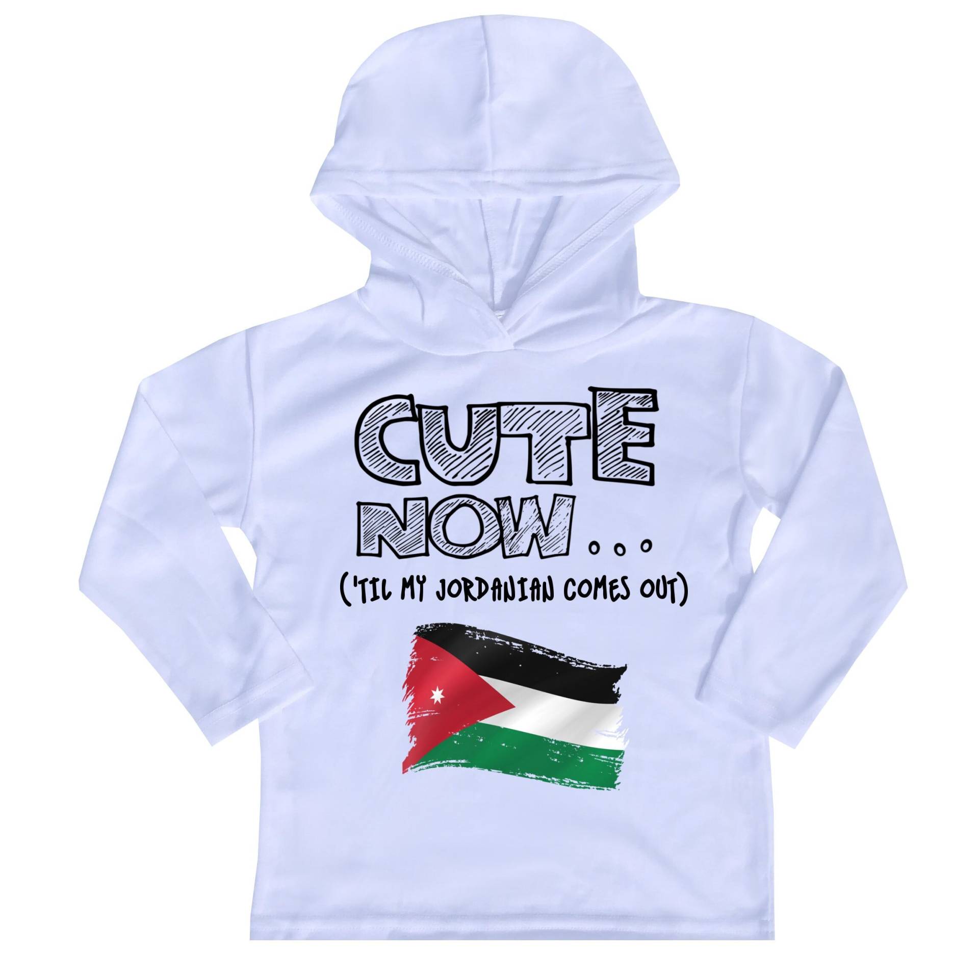 Kapuzen Langarm Jordan Flagge Kleinkind T-Shirt Cute Now... | 'til Mein Jordanianer Kommt Heraus Geschenk Pride Kinder Weiß Shirt 2T-8T von CuteNowBabyGear