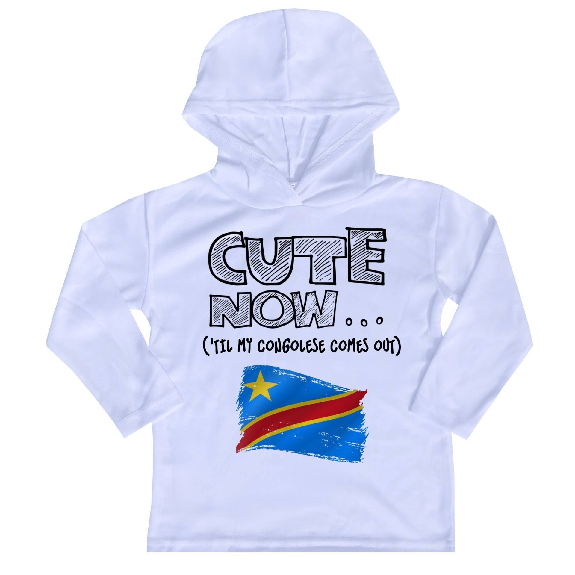 Kapuzen Langarm Kongo Flagge Kleinkind T-Shirt Cute Now... | 'til My Congolese Comes Out Geschenk Pride Kinder Weiß Shirt 2T-8T von CuteNowBabyGear