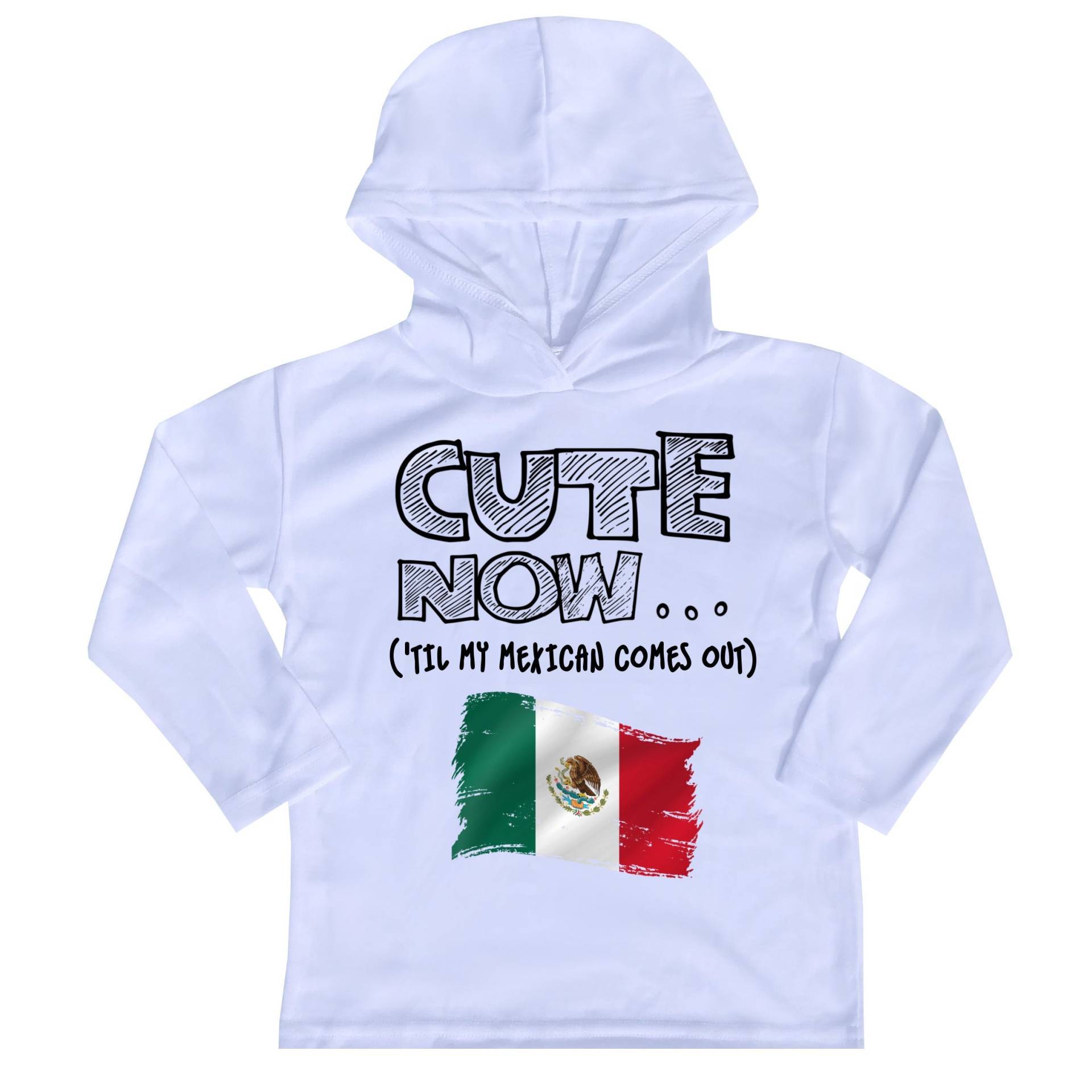 Kapuzen Langarm Mexiko Flagge Kleinkind T-Shirt Cute Now... | 'til My Mexican Comes Out Geschenk Pride Kinder Weiß Shirt 2T-8T von CuteNowBabyGear