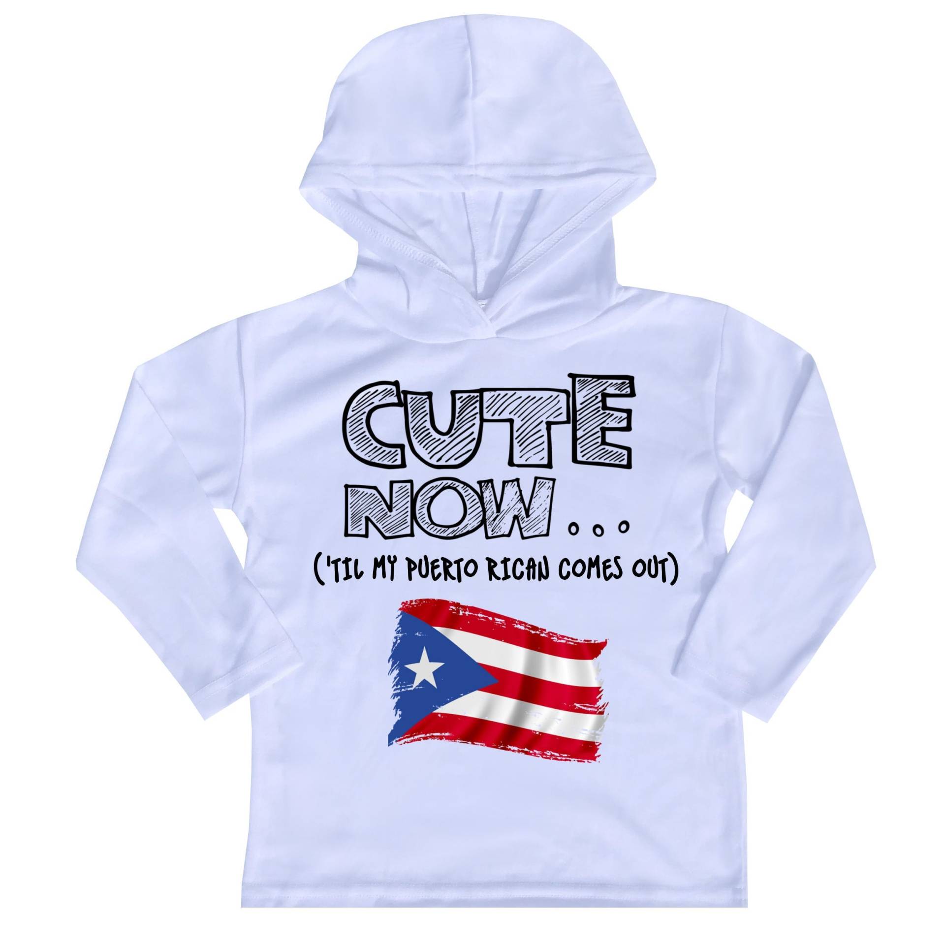 Kapuzen Langarm Puerto Rico Flagge Kleinkind T-Shirt Cute Now... | 'til My Rican Kommt Heraus Geschenk Pride Kinder Weiß Shirt 2T-8T von CuteNowBabyGear