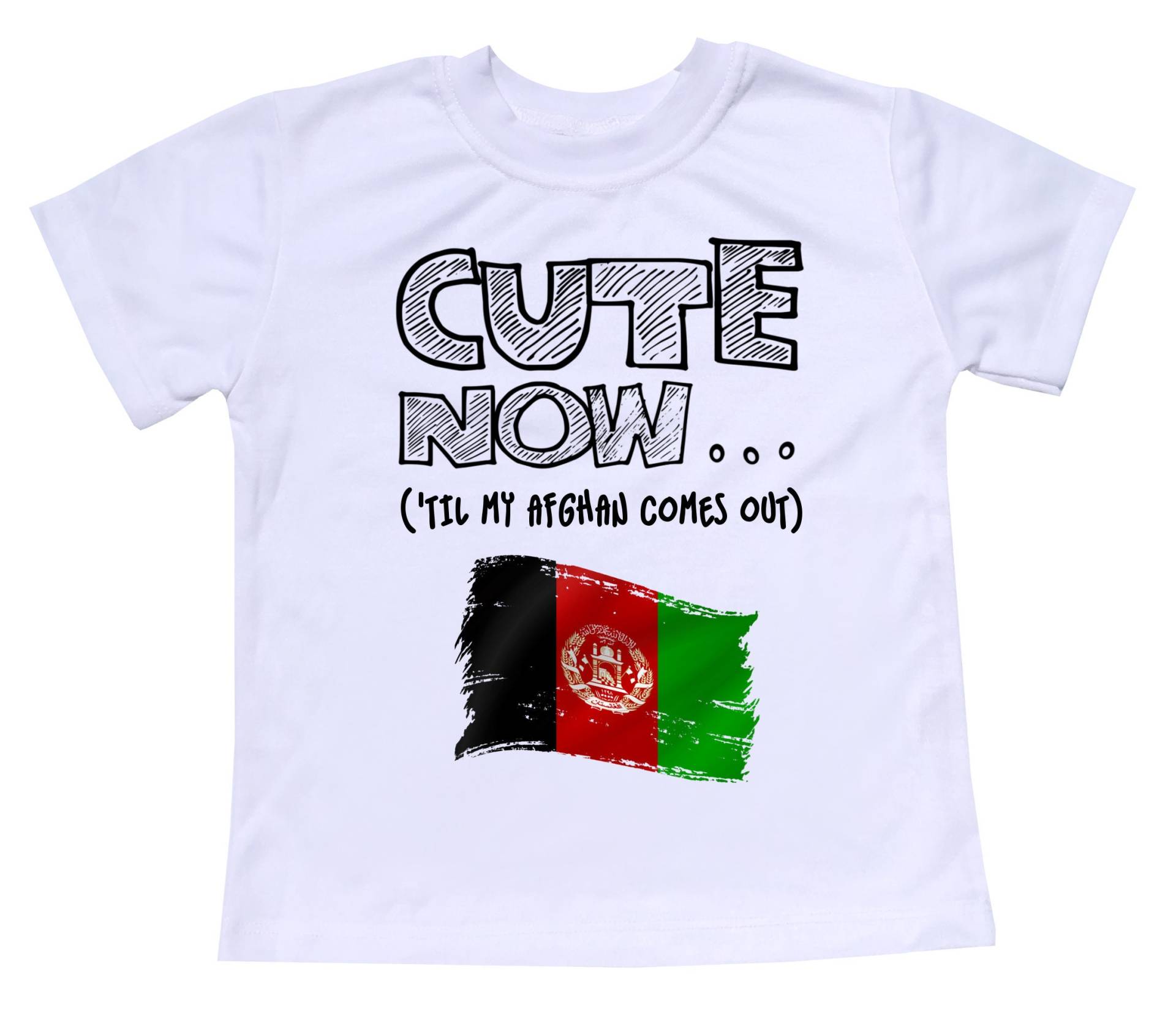 Kleinkind Afghanistan Flagge T-Shirt Cute Now... | 'til My Afghan Comes Out Geschenk Pride Kinder Weiß Shirt Pick Gr. 2T-8T von CuteNowBabyGear
