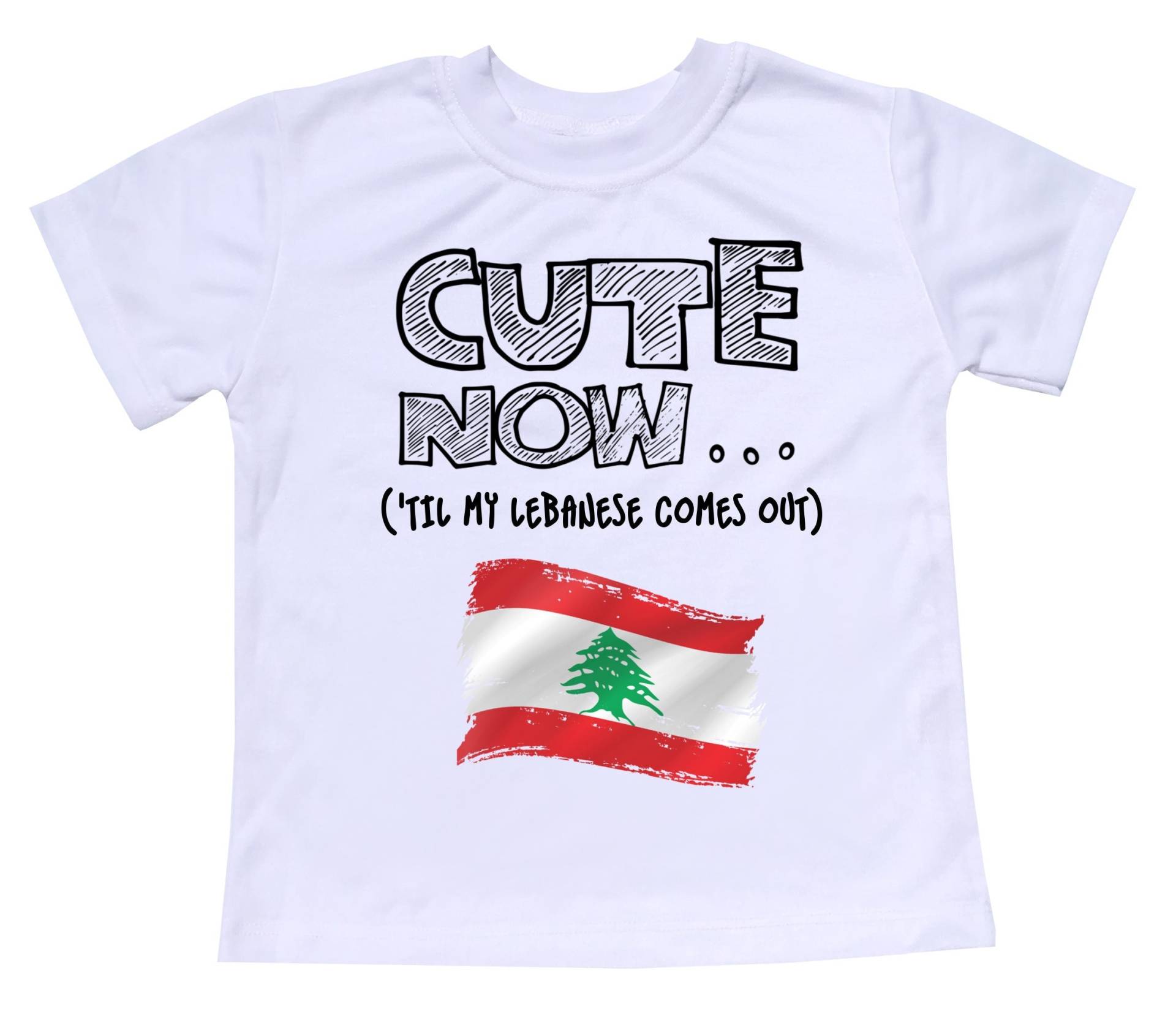 Kleinkind Libanon Flagge T-Shirt Cute Now... | 'til Mein Libanesen Kommt Heraus Geschenk Pride Kinder Weiß Shirt Pick Gr. 2T-8T Beirut von CuteNowBabyGear
