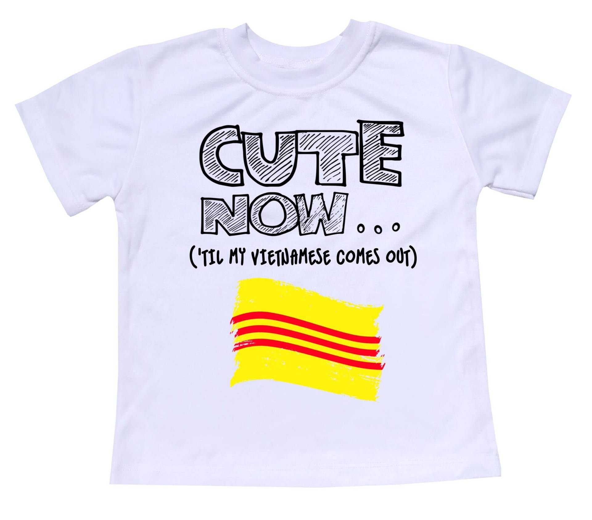 Kleinkind Südvietnam Flagge T-Shirt Cute Now... | 'til My Vietnamesisch Kommt Heraus Geschenk Pride Kinder Weiß Shirt Pick Gr. 2T-8T von CuteNowBabyGear