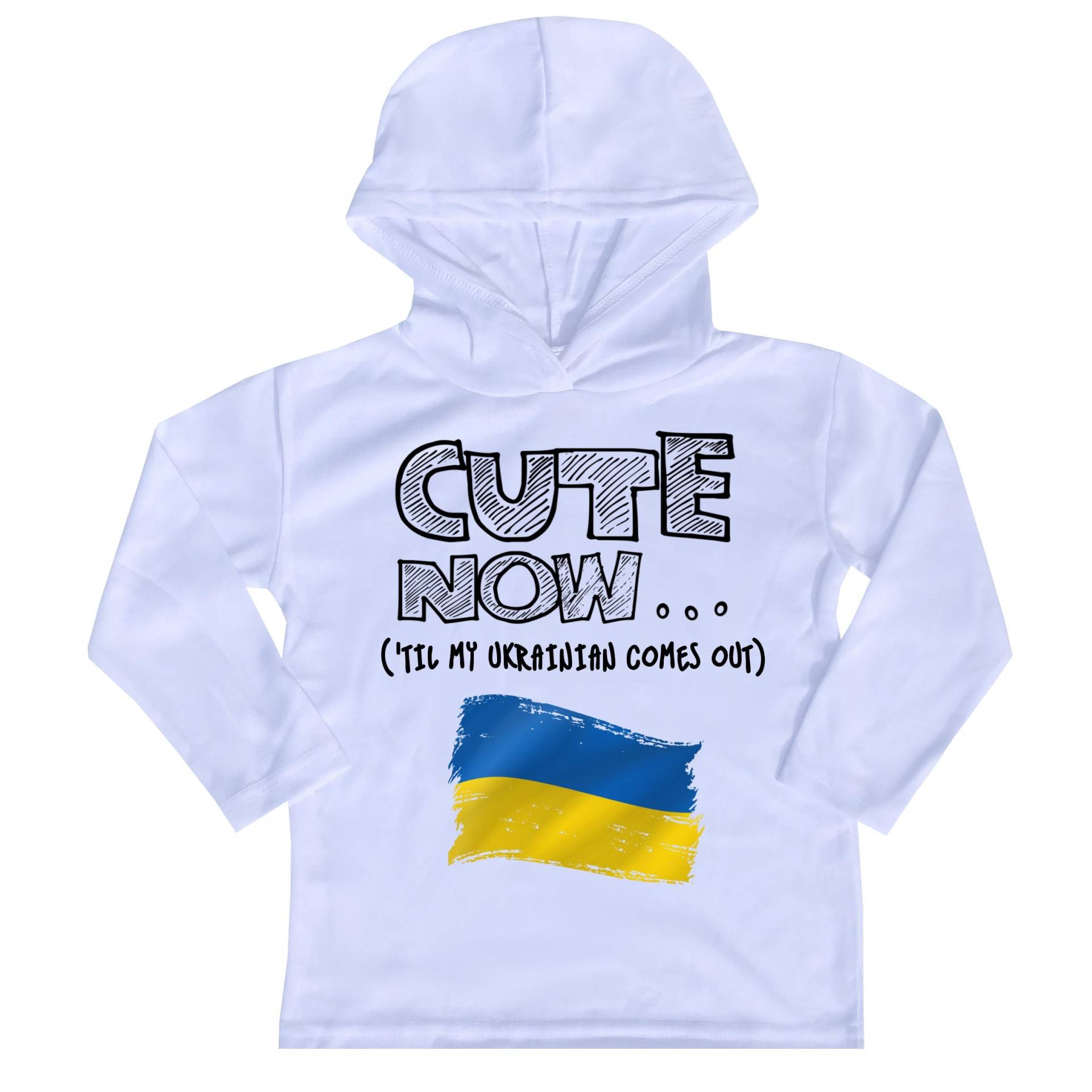 Mit Kapuze Langarm Ukraine Flagge Kleinkind T-Shirt Cute Now ... | 'til My Comes Out Geschenk Stolz Kinder Weißes Shirt 2T-8T von CuteNowBabyGear