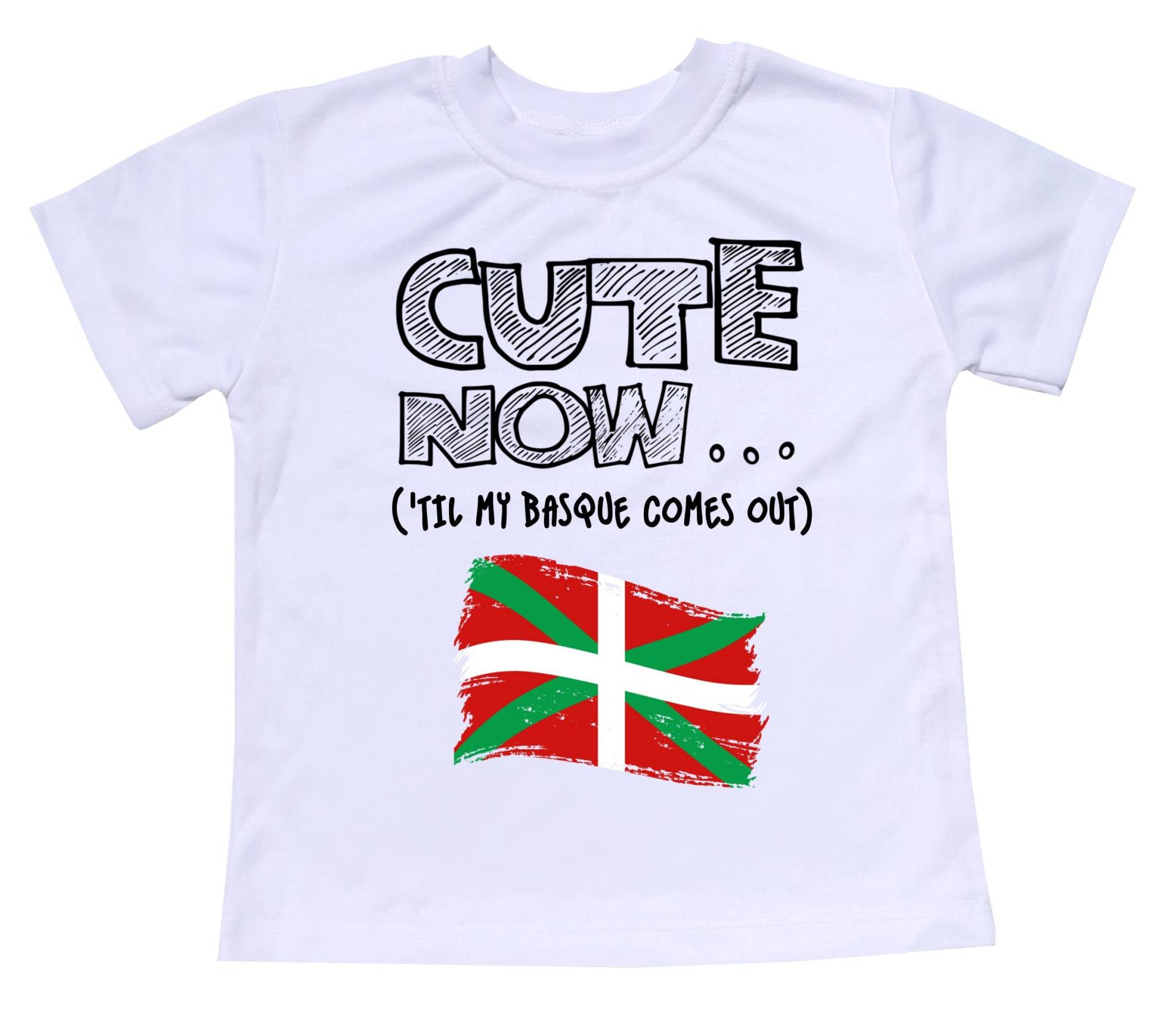 Süßes Jetzt Basken Spanien Kinder T-Shirt | "Til My Basque Kommt Heraus Kleinkind Shirt in Weiß Größen 2T-8T von CuteNowBabyGear