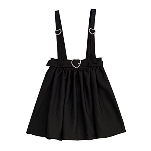 Cuteighteen Teens Herz Knopf Verstellbarer Strapsrock Damen Gothic Lolita Kawaii Plissee Hohe Taille Kurze Röcke, Schwarz, Einheitsgröße von Cuteighteen