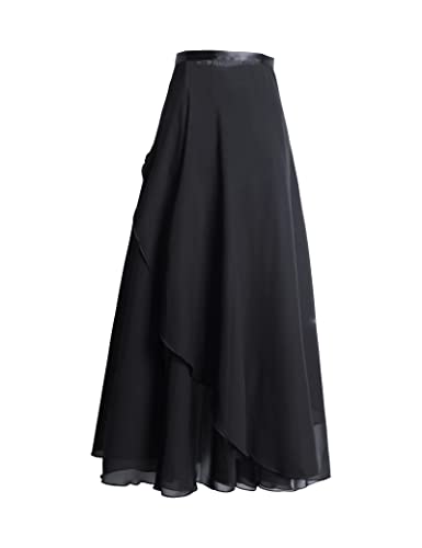 Cuulrite Ballettrock für Damen, Erwachsene, lang, Chiffon, Tanzröcke, schwarz, Einheitsgröße von Cuulrite