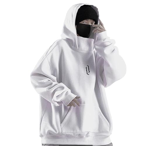 Cvanxluy Ninja Hoodie Herren 5XL Japan Harajuku Style Mit Kapuze Dicker Sweatshirt Hoody Hip Hop Fleece Oversize Gefüttert Streetwear Techwear Double Neckline Warm Techwear Y2k Kapuzenpullover von Cvanxluy