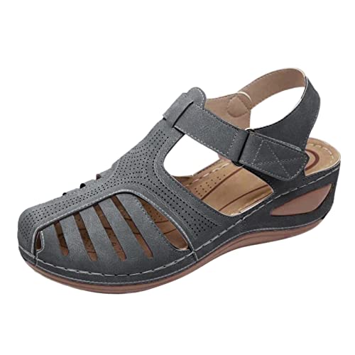 Cvanxluy Sandalen Damen mit Absatz Glitzer Tüll Runder Pantoletten Frauen Sandaletten Flach in 42 Größe Strand Vintage Abendschuhe Wandersandalen Römer Slip-On Riemchensandalen Freizeitschuhe von Cvanxluy