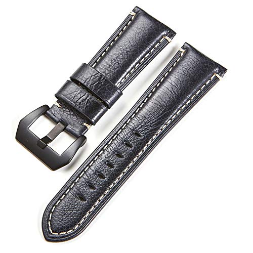 Leder Uhrenarmband-Bügel 20/22/24/26mm Weinlese-Leder-Uhrenarmband Blau Schwarz, 22mm von Cycat