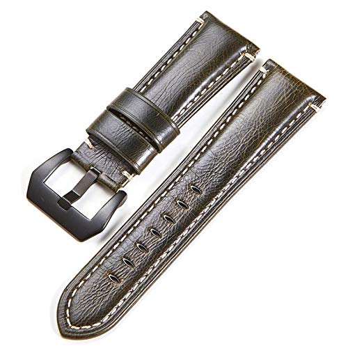 Leder Uhrenarmband-Bügel 20/22/24/26mm Weinlese-Leder-Uhrenarmband Grün Schwarz, 26mm von Cycat