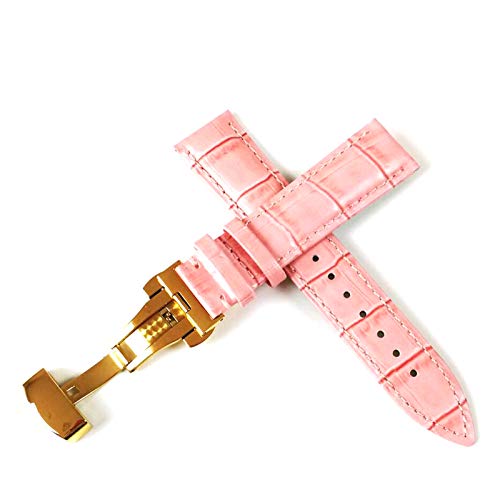 Lederband-Uhr-Gurt-Bügel 12-20mm Uhrenarmband Leder Buckle Pink Gold B, 14mm von Cycat