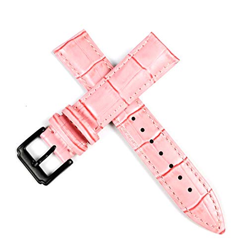 Lederband-Uhr-Gurt-Bügel 12-20mm Uhrenarmband Leder Buckle Pink Schwarz, 12mm von Cycat