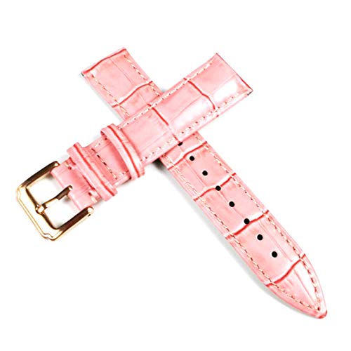 Lederband-Uhr-Gurt-Bügel 12-20mm Uhrenarmband Leder Buckle Rosa Rose Gold, 14mm von Cycat