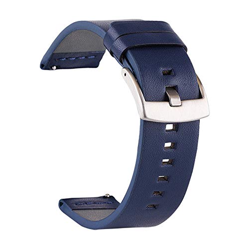 Lederersatzuhrenarmband mit Poliert Uhr Schließe Schnalle Blue (Silber), 20mm von Cycat