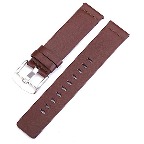 Lederersatzuhrenarmband mit Poliert Uhr Schließe Schnalle Brown (Silber), 22mm von Cycat