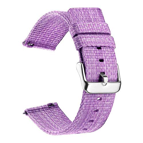 Nylon Uhrenarmbänder Strap 18/20/22/24mm Breite Quick Release-Uhrenarmband Lila, 18mm von Cycat