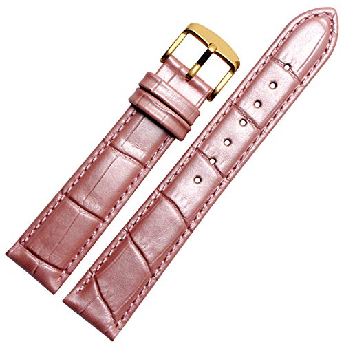 Quick Release Uhrenarmband 16Mm/18mm/20mm/21mm/22mm Leder Rosa Ersatz-Uhrenarmband Pink Gold Buckle, 18mm von Cycat