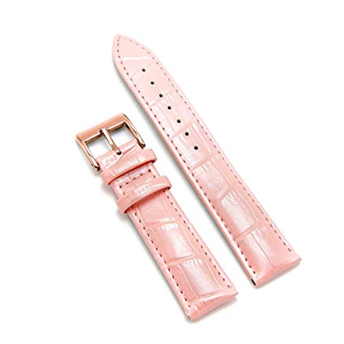 Uhrenarmband Leder 12/14/16/18/19/20/22/24mm Uhren Stahl Dornschliesse Band-Bügel-Handgelenk-Gurt-Armband + Werkzeug Pink 2, 24mm von Cycat