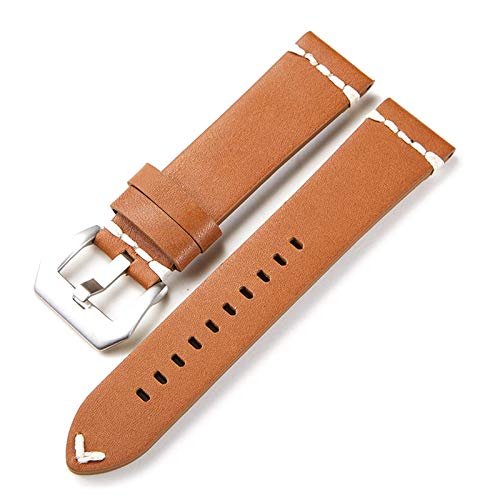 Vintage Leder Uhrenarmbänder Strap 18-24Mm Männer Frauen Lederband Uhren Zubehör Brown (Silber), 18mm von Cycat