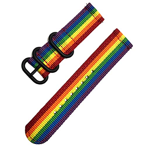 Woven Nylon Uhrenarmband 18mm 24mm 22mm 20mm Gewebe-Band Classic Nylon NATO Straps Regenbogen, 24mm von Cycat