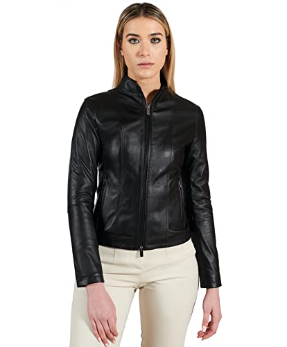 D'Arienzo Damen Lederjacke Italienisch Biker Schwarze Koreanische Kragen Echtleder Lammnappa Made in Italy Vale M/schwarz D'Arienzo Damen Lederjacke Italienisch Biker Schwarze Koreanische Kragen Echtleder Lammnappa Made in Italy Vale M/schwarz von D'Arienzo