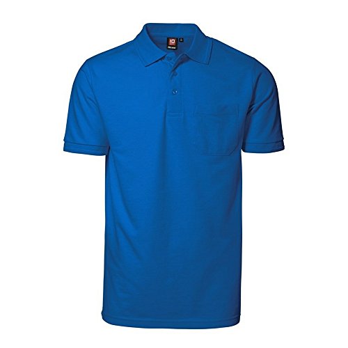 ID Herren Pro Wear Polo-Shirt mit Brusttasche, reguläre Passform, kurzärmlig (Medium) (Azur) von ID