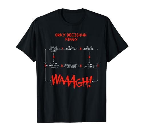 Ork Decision Chart Miniatur-Tischdecke Wargaming Meme T-Shirt von D20 Tees