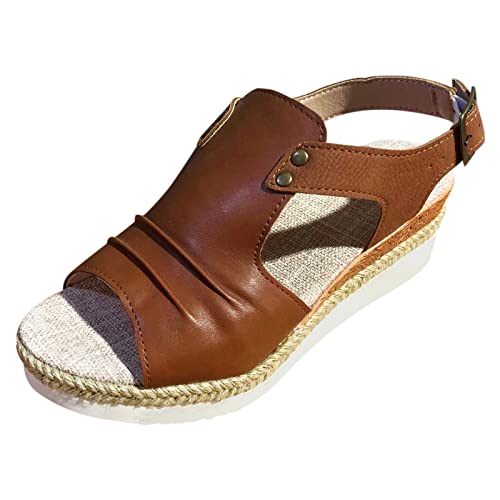 Damen Sandalen Sommer Offene Schuhe Sandalen mit Fußgewölbestütze Fußbett Bequeme Orthopädische Wandersandalen Sommer Sandalen Pantoletten Sexy Leichte Zehentrenner Damensandalen (c-Brown, 35) von DABASHAN