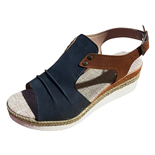 Damen Sandalen Sommer Offene Schuhe Sandalen mit Fußgewölbestütze Fußbett Bequeme Orthopädische Wandersandalen Sommer Sandalen Pantoletten Sexy Leichte Zehentrenner Damensandalen (c-Navy, 35) von DABASHAN