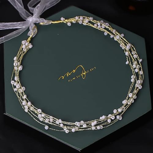 Braut Gold Silber Farbe Blumenband Haarband Stirnband Frauen Kopfschmuck Tiara Hochzeit Braut Haarschmuck Zubehör von DABIN