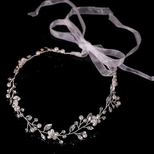 Braut Gold Silber Farbe Blumenband Haarband Stirnband Frauen Kopfschmuck Tiara Hochzeit Braut Haarschmuck Zubehör von DABIN