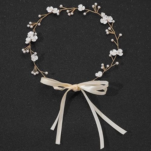 Braut Gold Silber Farbe Blumenband Haarband Stirnband Frauen Kopfschmuck Tiara Hochzeit Braut Haarschmuck Zubehör von DABIN