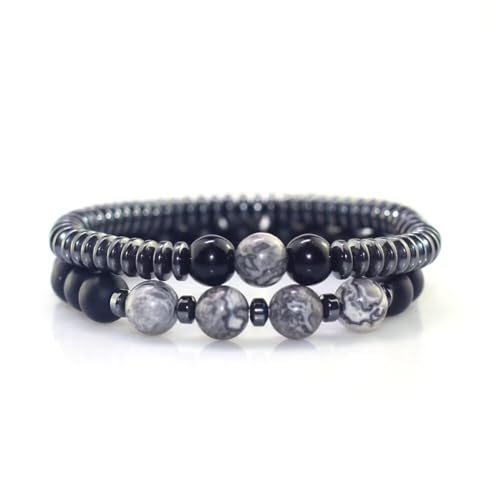 Armbänder Für Damen Und Herren – Kartenstein, 8 Mm, Perlenarmband, Mehrschichtig, Natürlicher Schwarzer Stein, Stretch-Armband Für Damen Und Herren, Ihn, Freund, Ehemann, Party-Schmuck, Wie Abg von DACRWEKZ