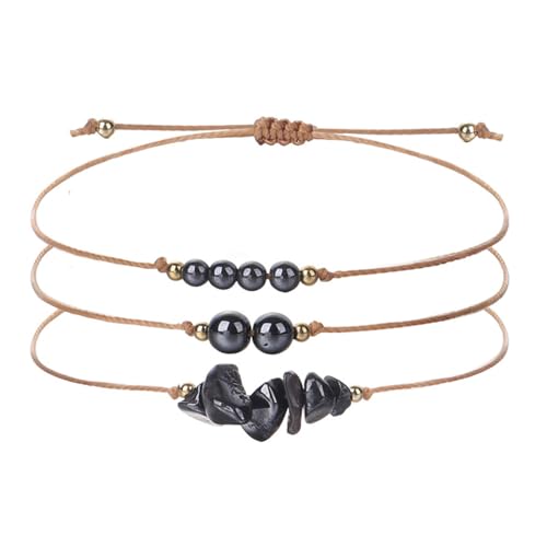 DACRWEKZ Armbänder Für Damen Und Herren – Armband Aus Natürlichem Schwarzem Achat, Mehrschichtig, Unregelmäßiger Kies, Verstellbare Steinperlen, Armbänder Für Damen, Handgefertigter Schmuck, Geburtst von DACRWEKZ